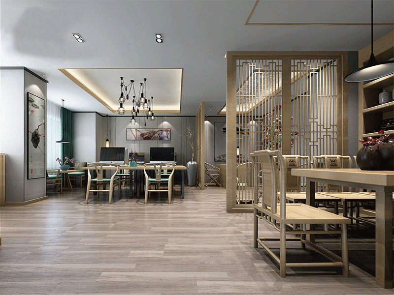 杭州簡約新中式辦公室裝修設計效果圖